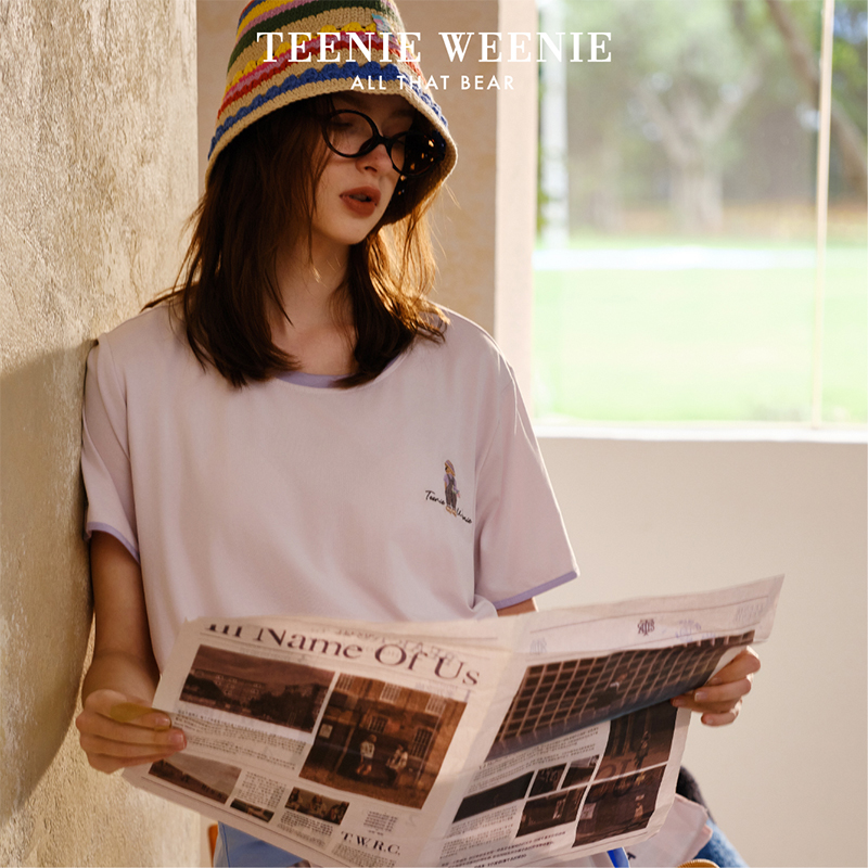 Teenie Weenie午后花园 夏季舒适超薄透气宽松印花圆领休闲睡裙