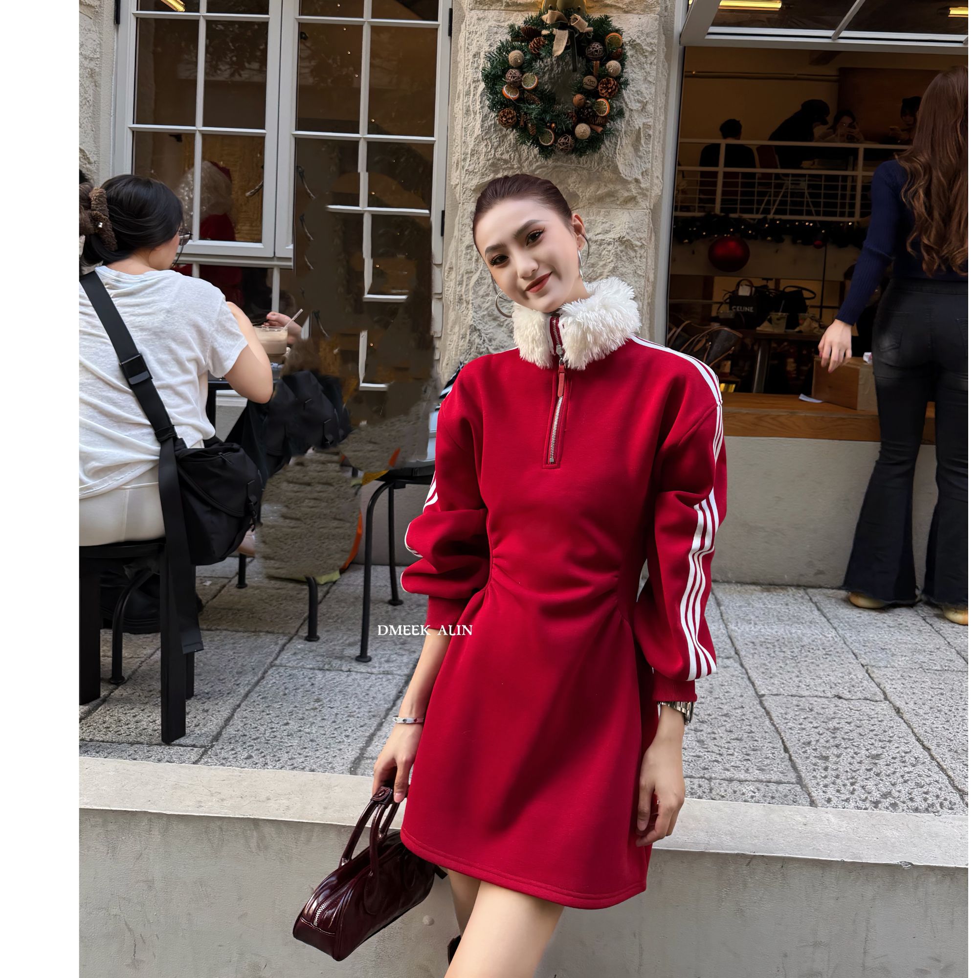 【XILIN ALIN 街头焦点 】原创气质显瘦加绒加厚连衣裙