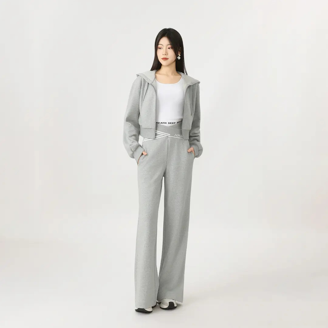 AMASS/阿玛施秋季松弛感舒适卫衣休闲长裤套装女5100423+5400683