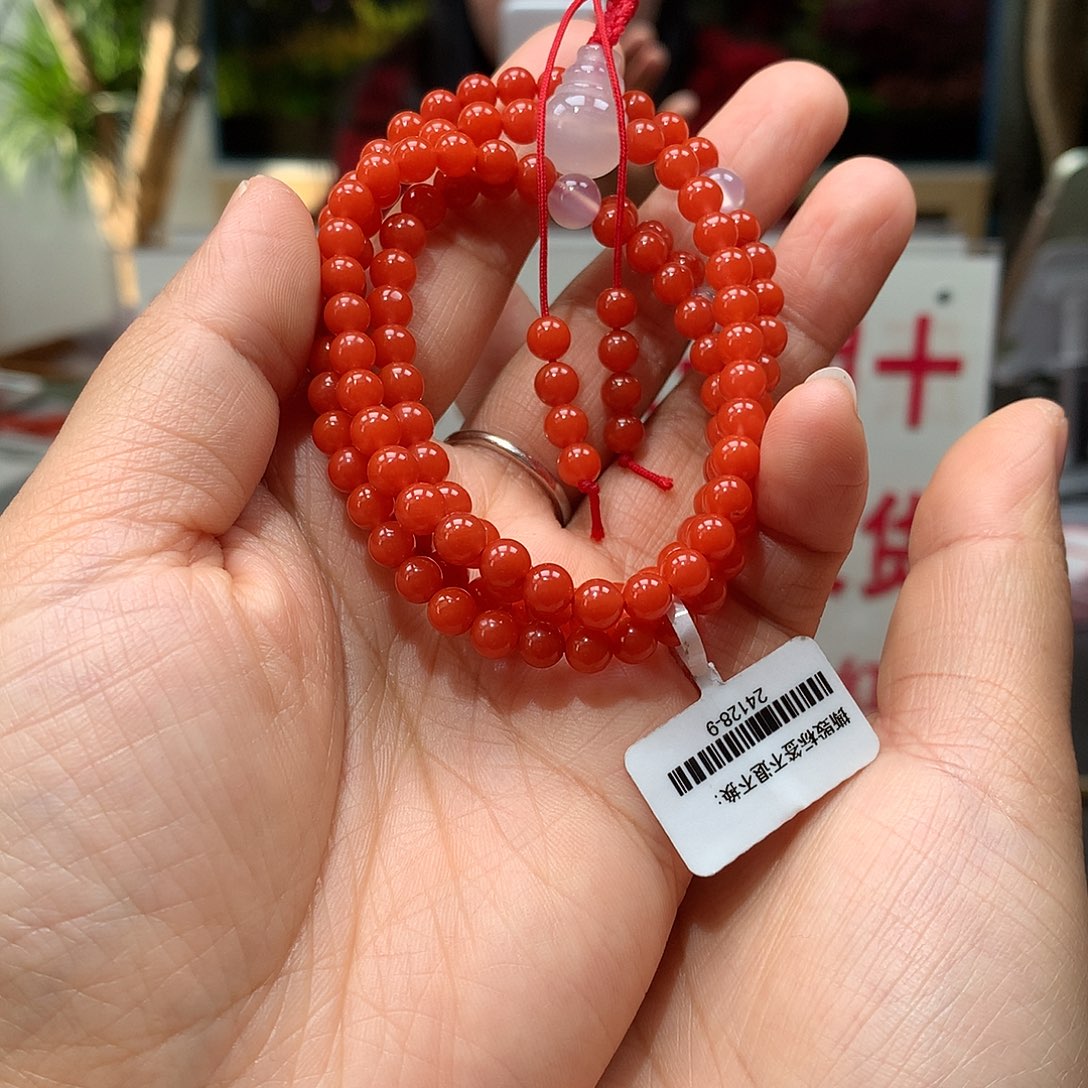 南红玛瑙5MM柿子红108未镶嵌