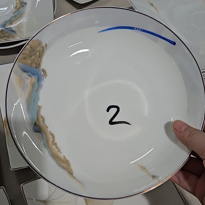 瓷片微瑕千里江山8寸4个深盘666666