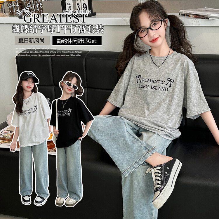 套装休闲夏季刺绣女童中大童