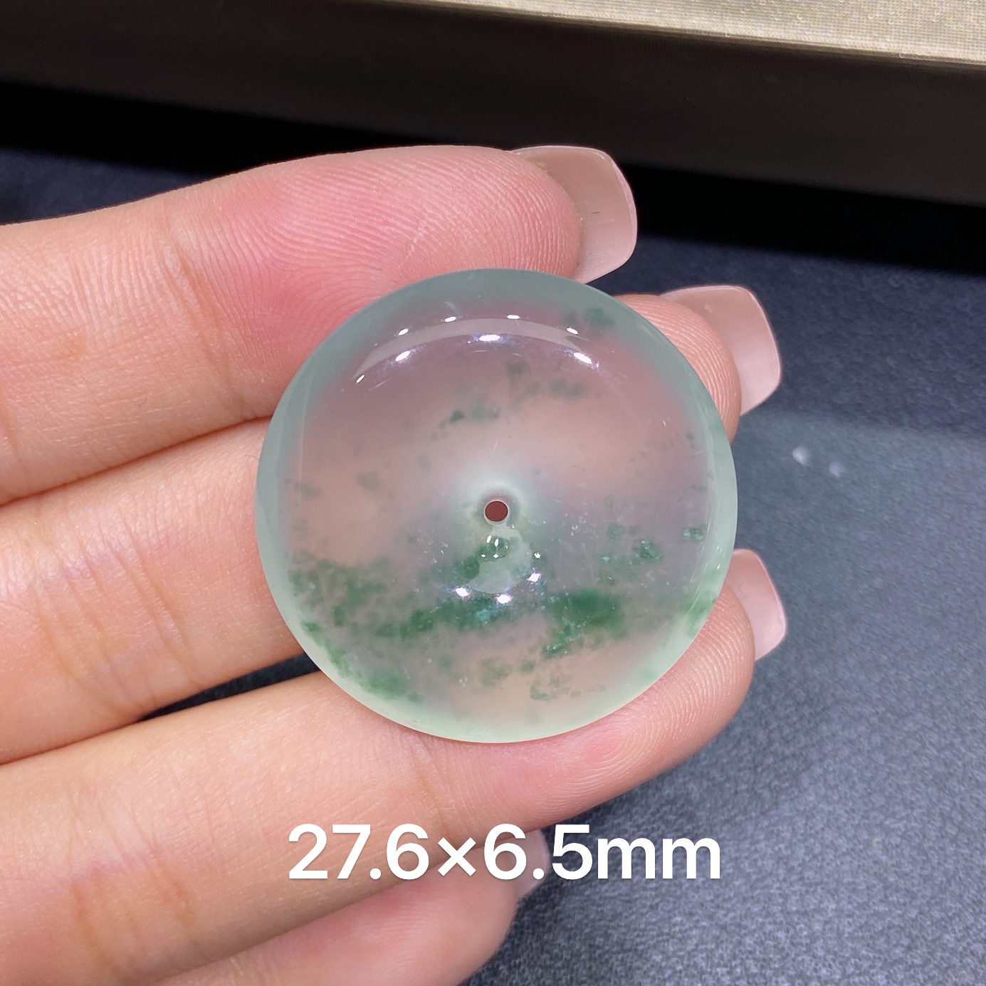 缅甸天然A货翡翠 老坑冰种灵动飘花平安扣吊坠 玉质细腻 k002