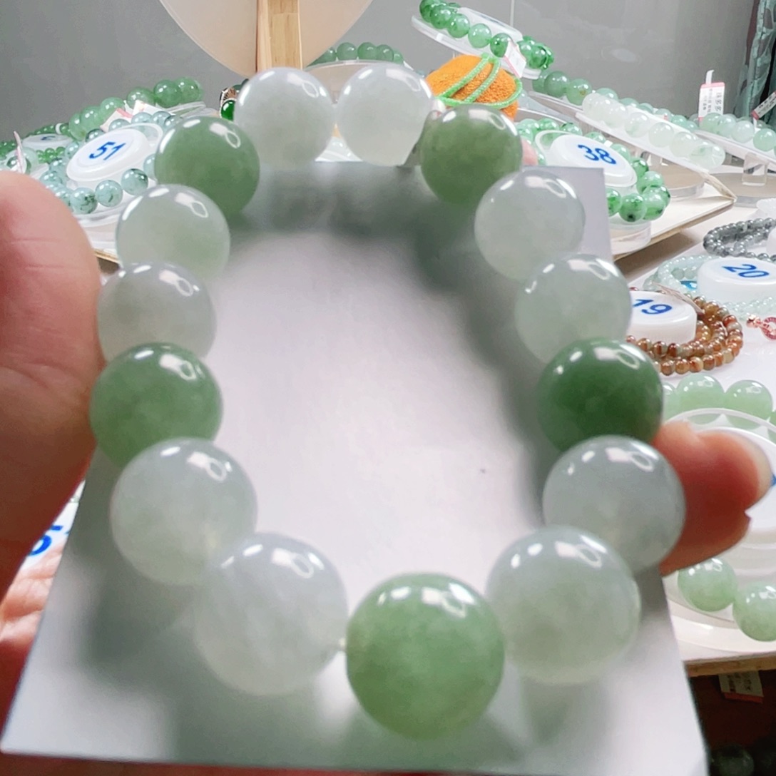 翡翠未镶嵌手链手串14