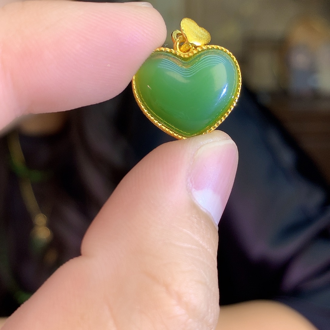 吊坠(不含链)银S925镶嵌和田玉（碧玉）猫