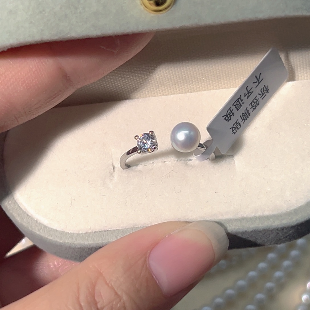 S925银正圆极光天然珍珠银S925镶嵌淡水珍珠