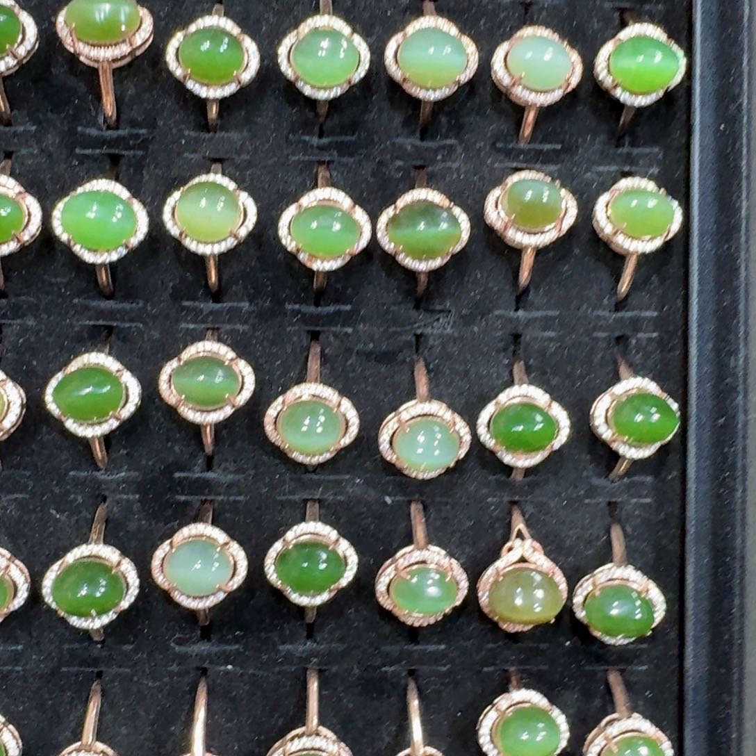 和田玉戒指银S925镶嵌多样性发货 拍一发一