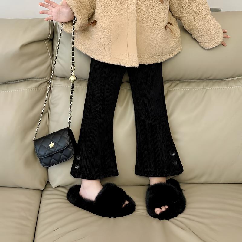 百搭春秋休闲裤长裤女童黑色秋冬加绒加厚喇叭裤洋气打底韩版时尚