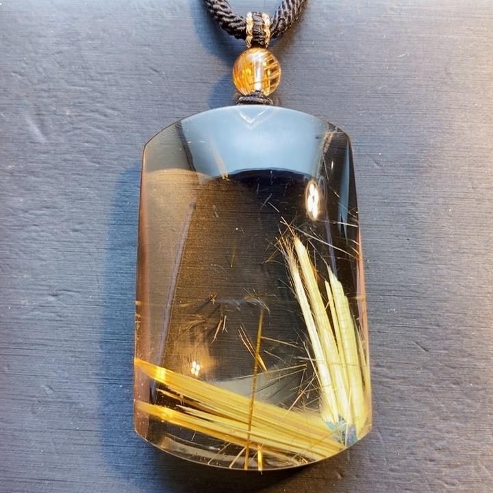 颈饰未镶嵌发晶天然V型钛晶花无事牌