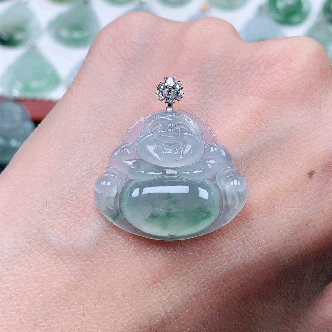 吊坠(不含链)18K金镶嵌翡翠