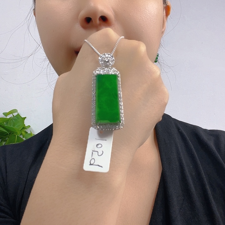 翡翠银S925镶嵌吊坠(不含链)