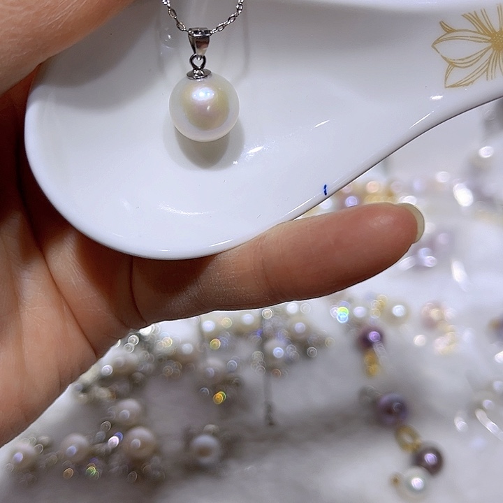 淡水珍珠白珠银色瓜子扣未镶嵌