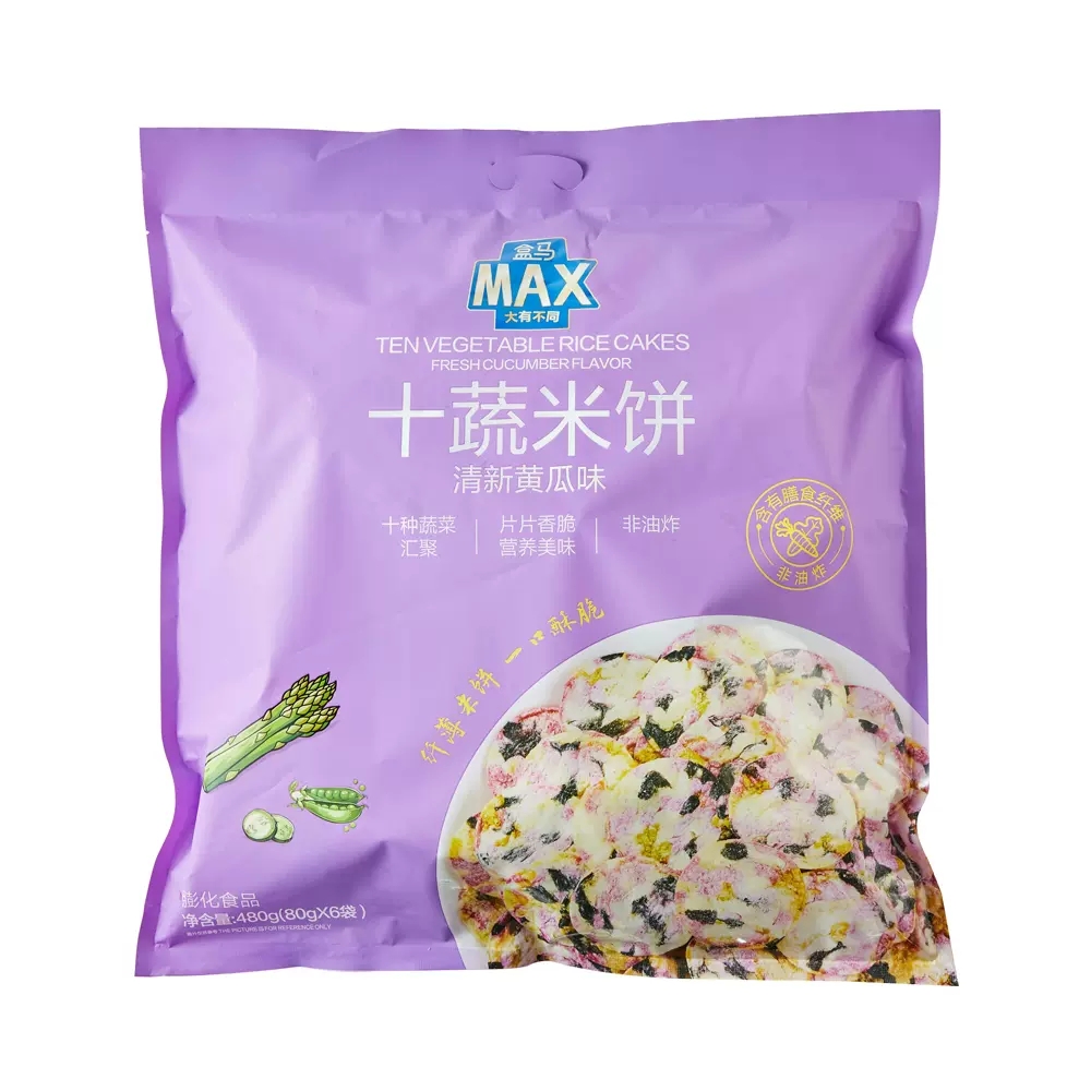 盒马MAX十蔬米饼清新黄瓜味480g非油炸新品轻薄酥脆