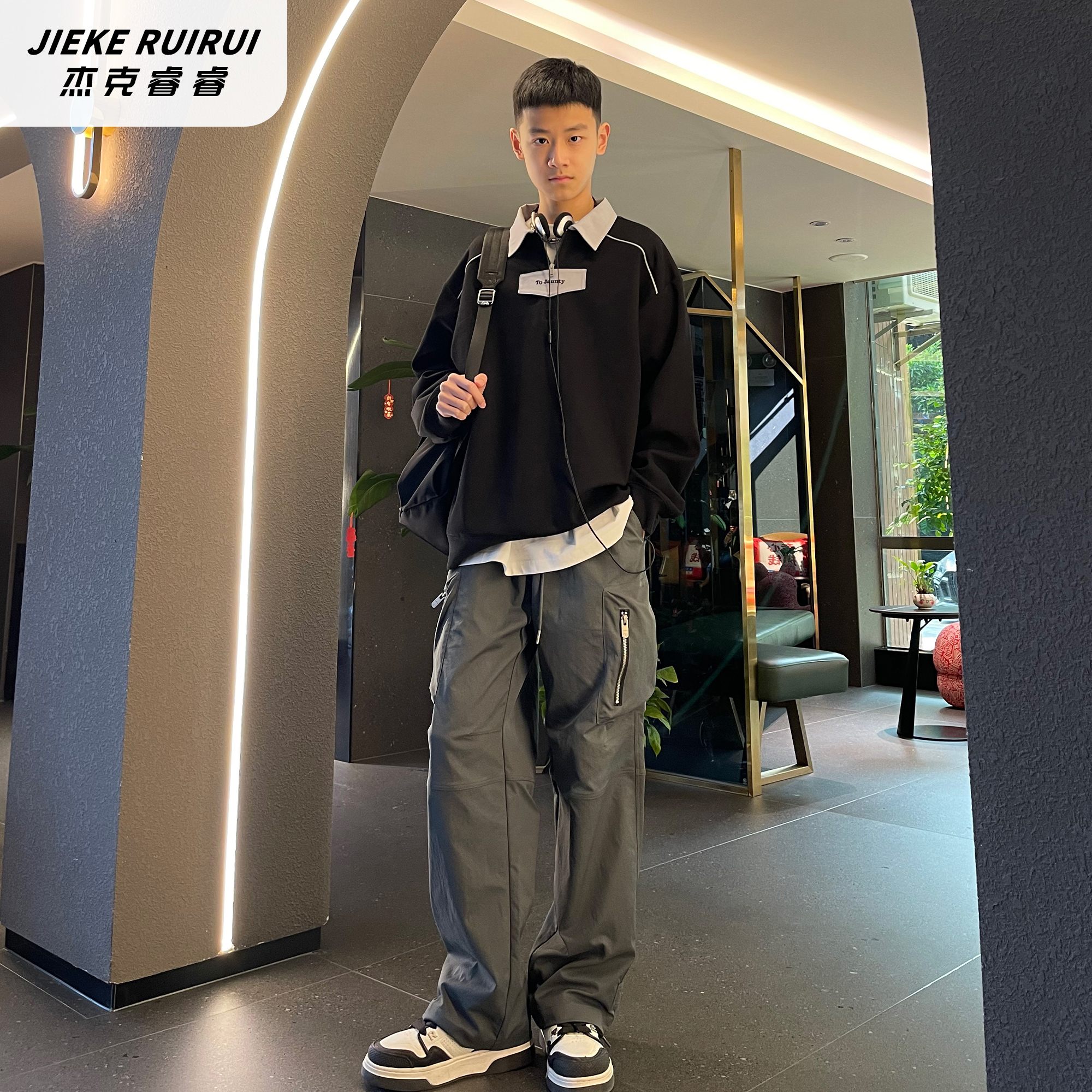 5037【睿】春季新款男童半拉链翻领卫衣洋气polo领卫衣杰克睿睿