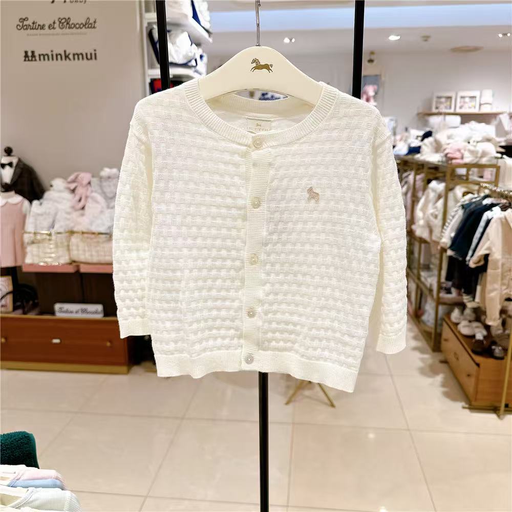 韩单  小马25春男女童宝宝纯色柔软针织开衫外套