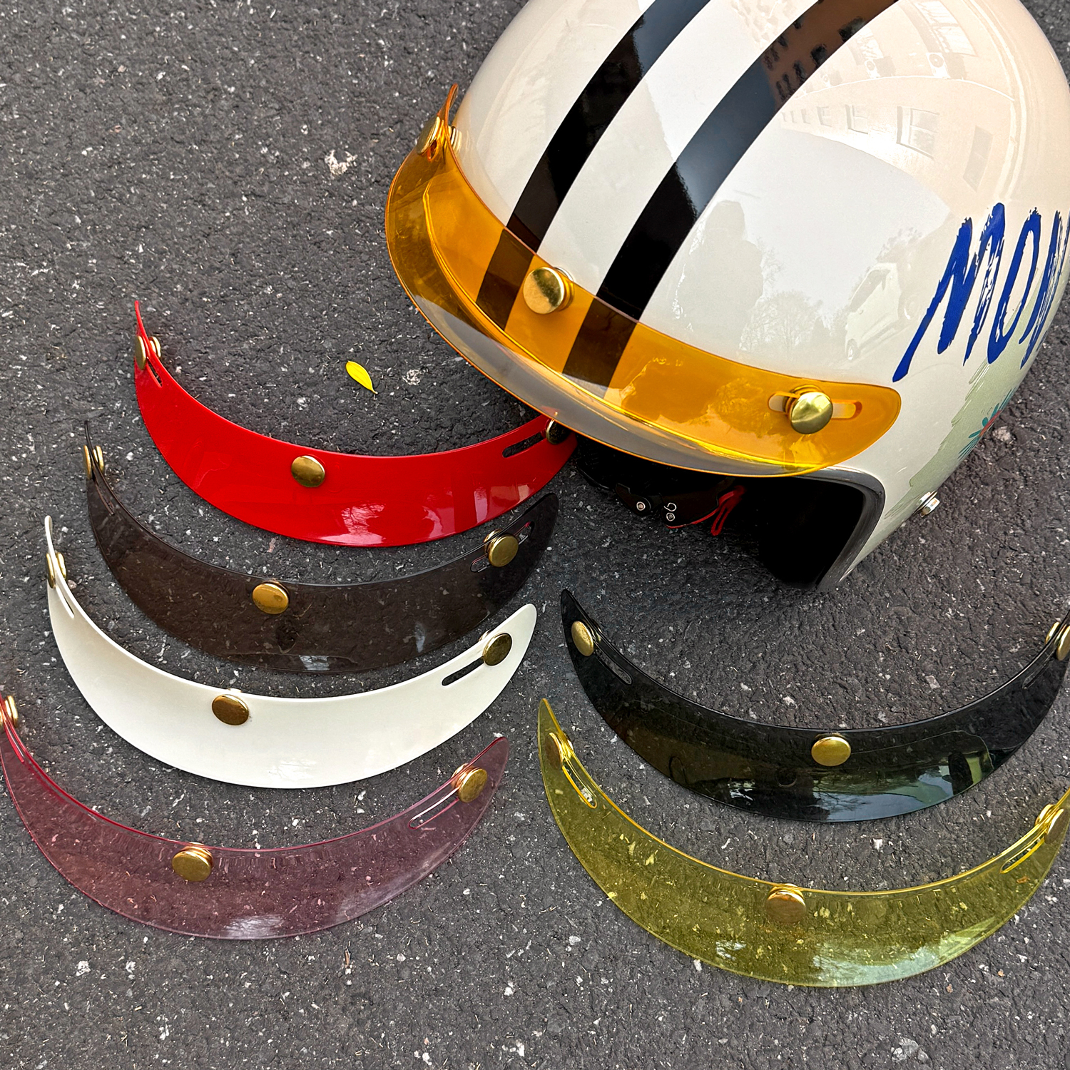 台湾JEF头盔帽檐摩托车3/4盔三扣式小盔体帽沿遮阳板复古通用帽舌