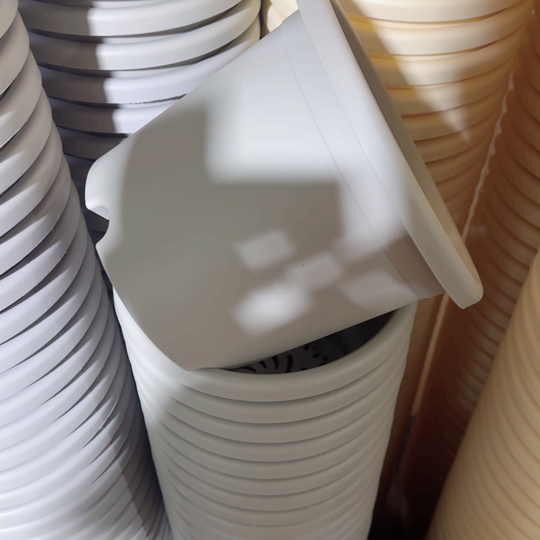 树脂四季盆3#无拖微瑕灰白10