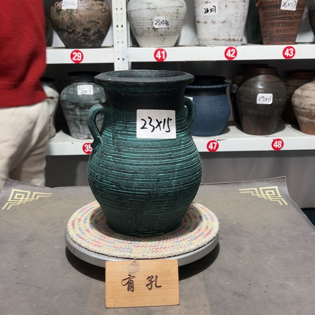 红陶33绿色有孔有孔有孔