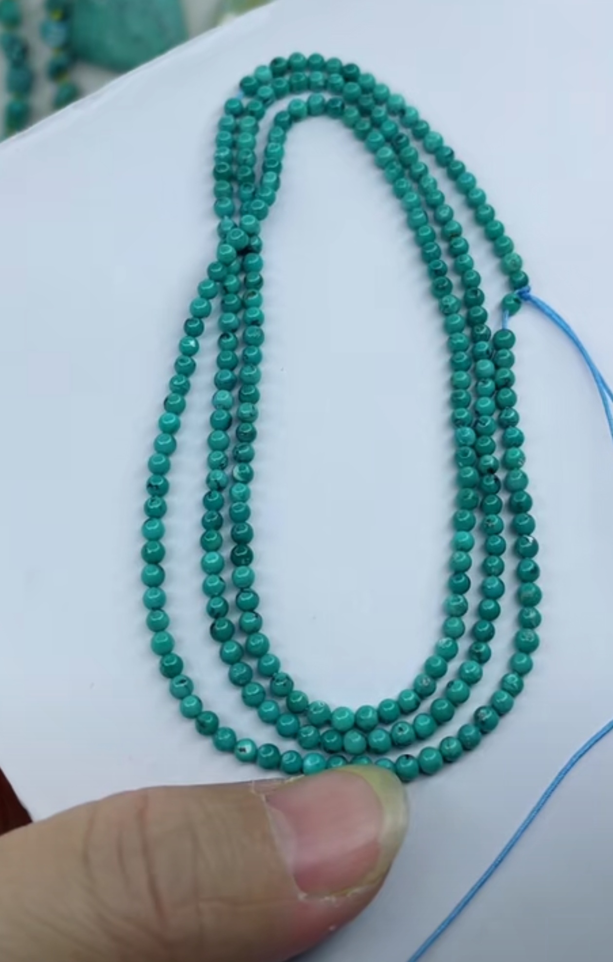 天然原矿绿松石米珠链