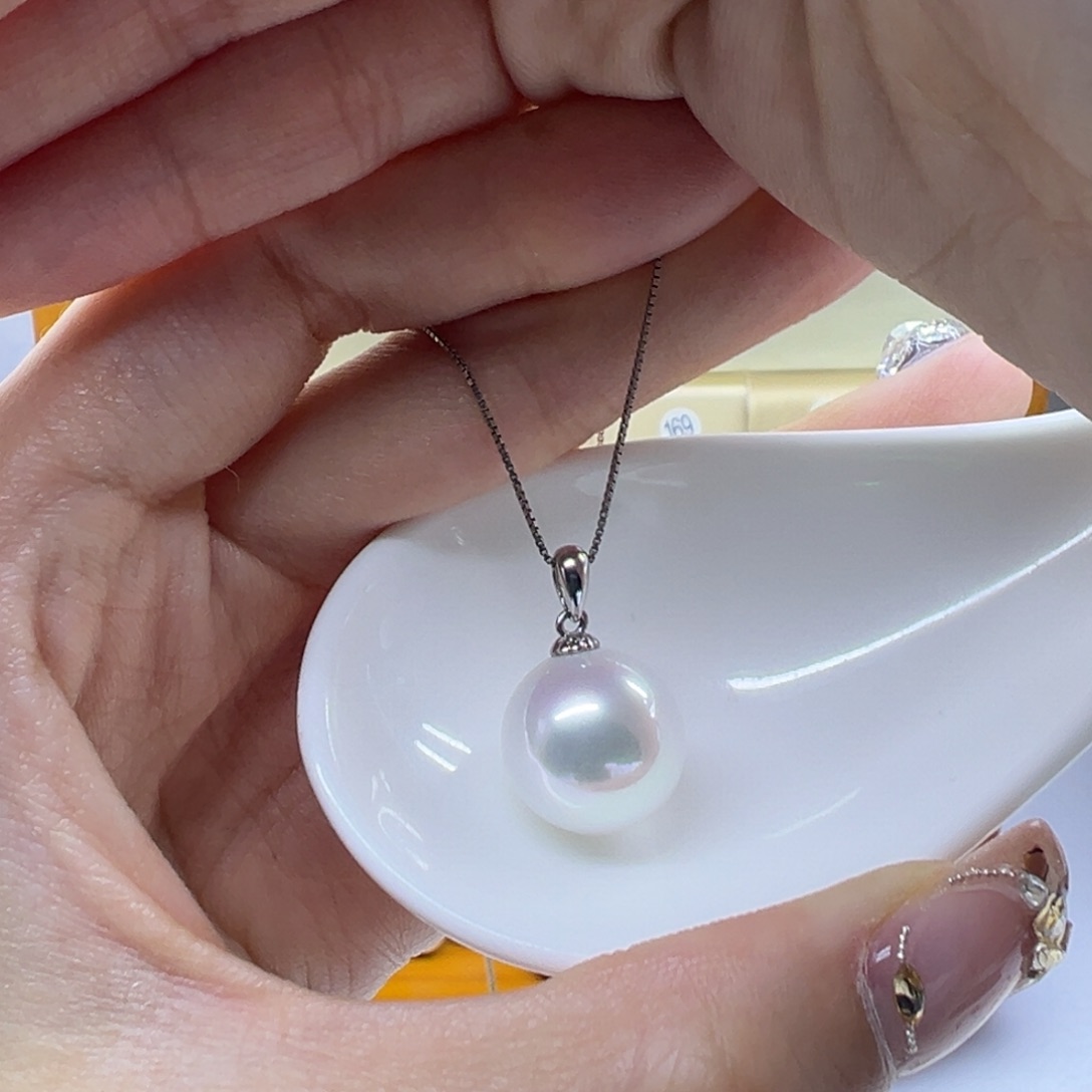 银S925镶嵌淡水珍珠吊坠(赠链)