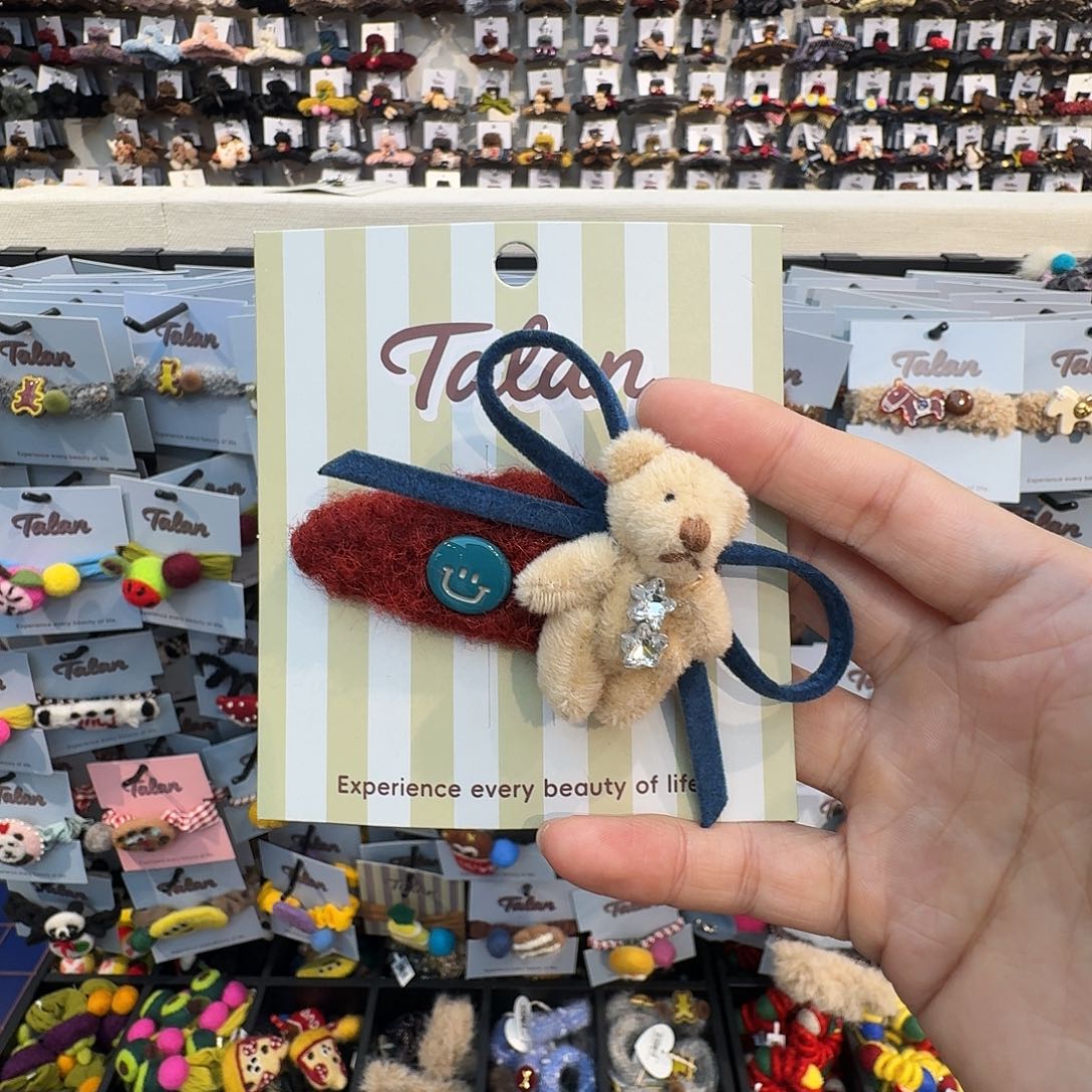 布艺非金属小熊拜拜夹