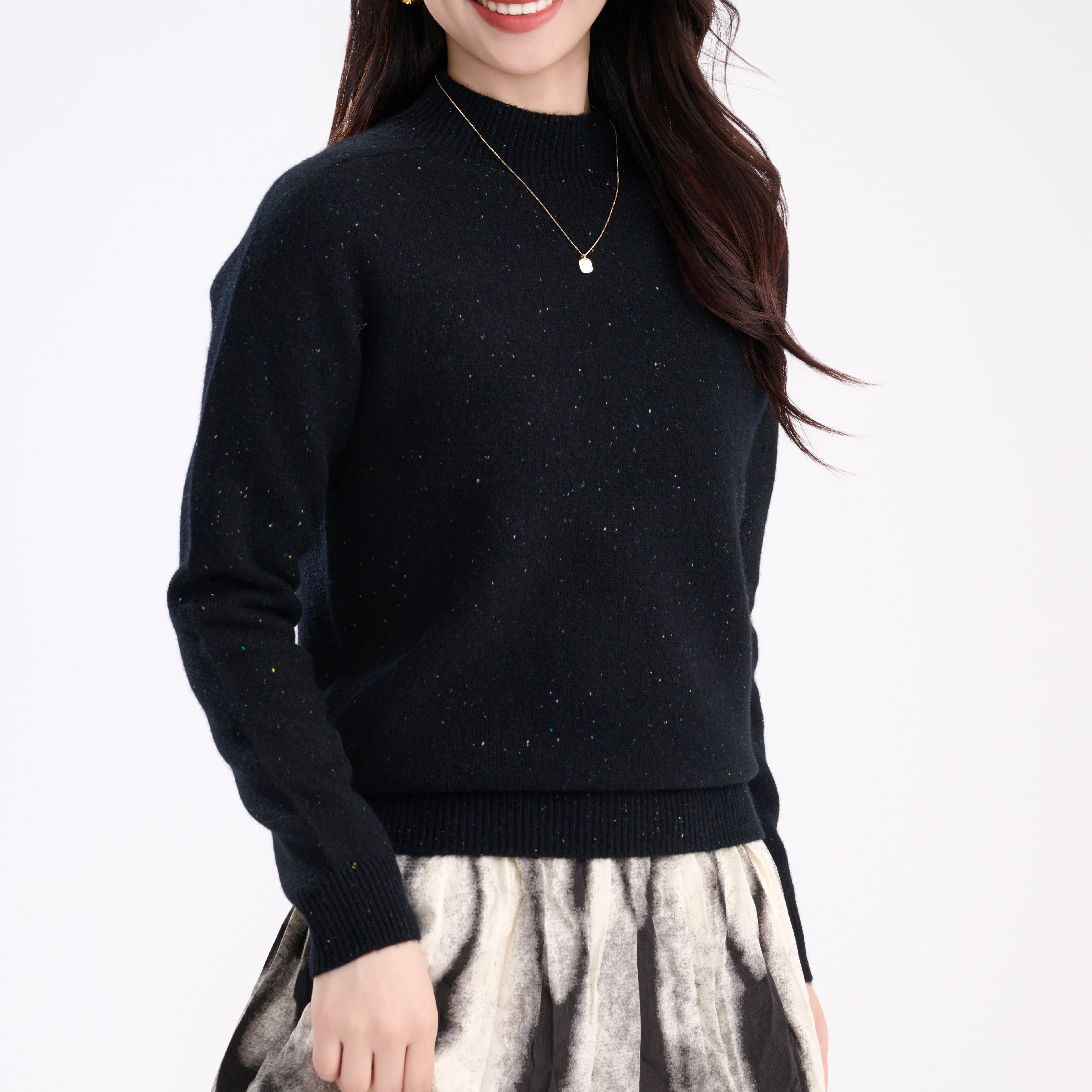 纪凡姬/N71-冬季新款高级感点子纱绵羊毛针织衫