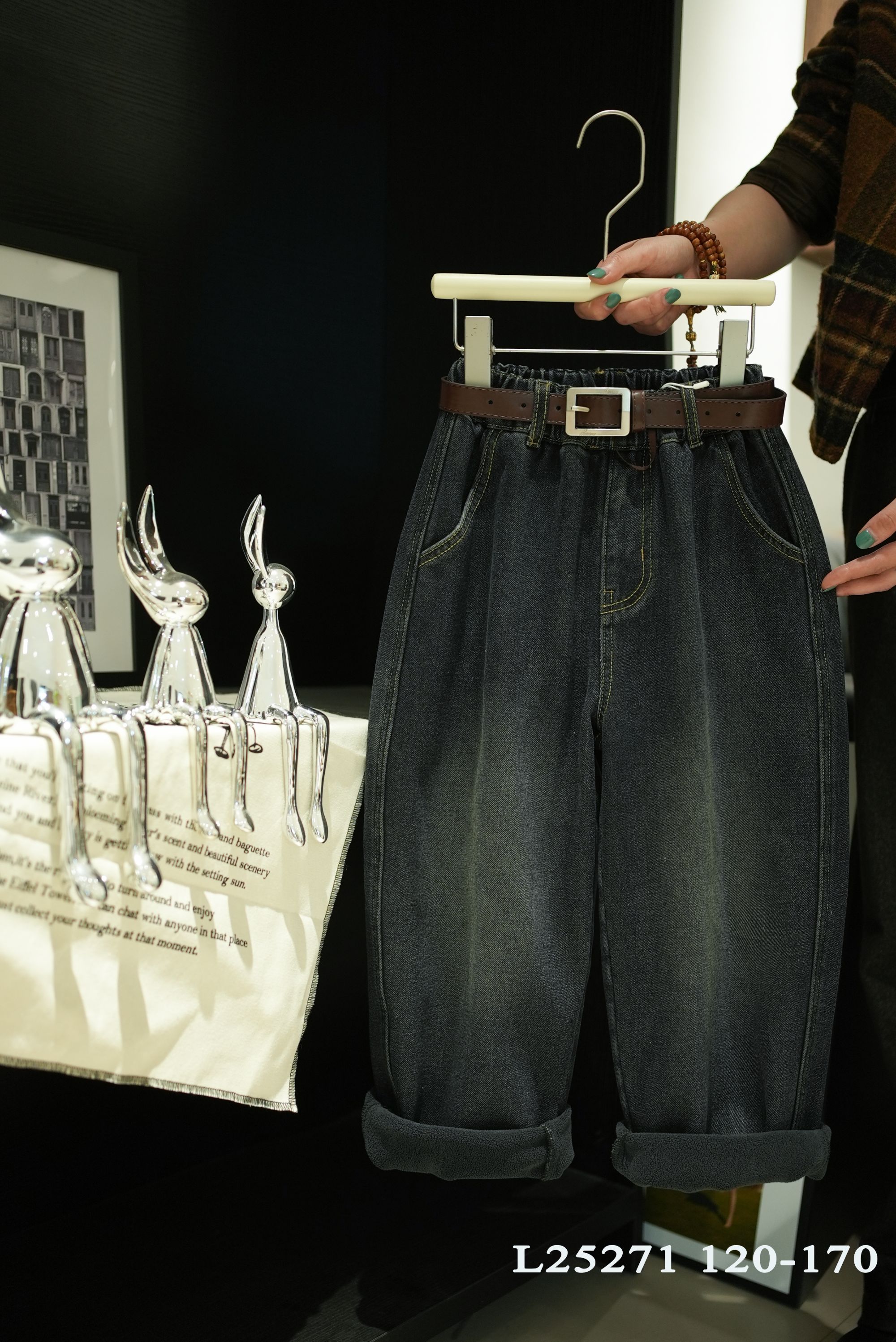 【牛王定制】男童冬季中大童牛仔裤男女同款休闲牛仔裤加绒L25271