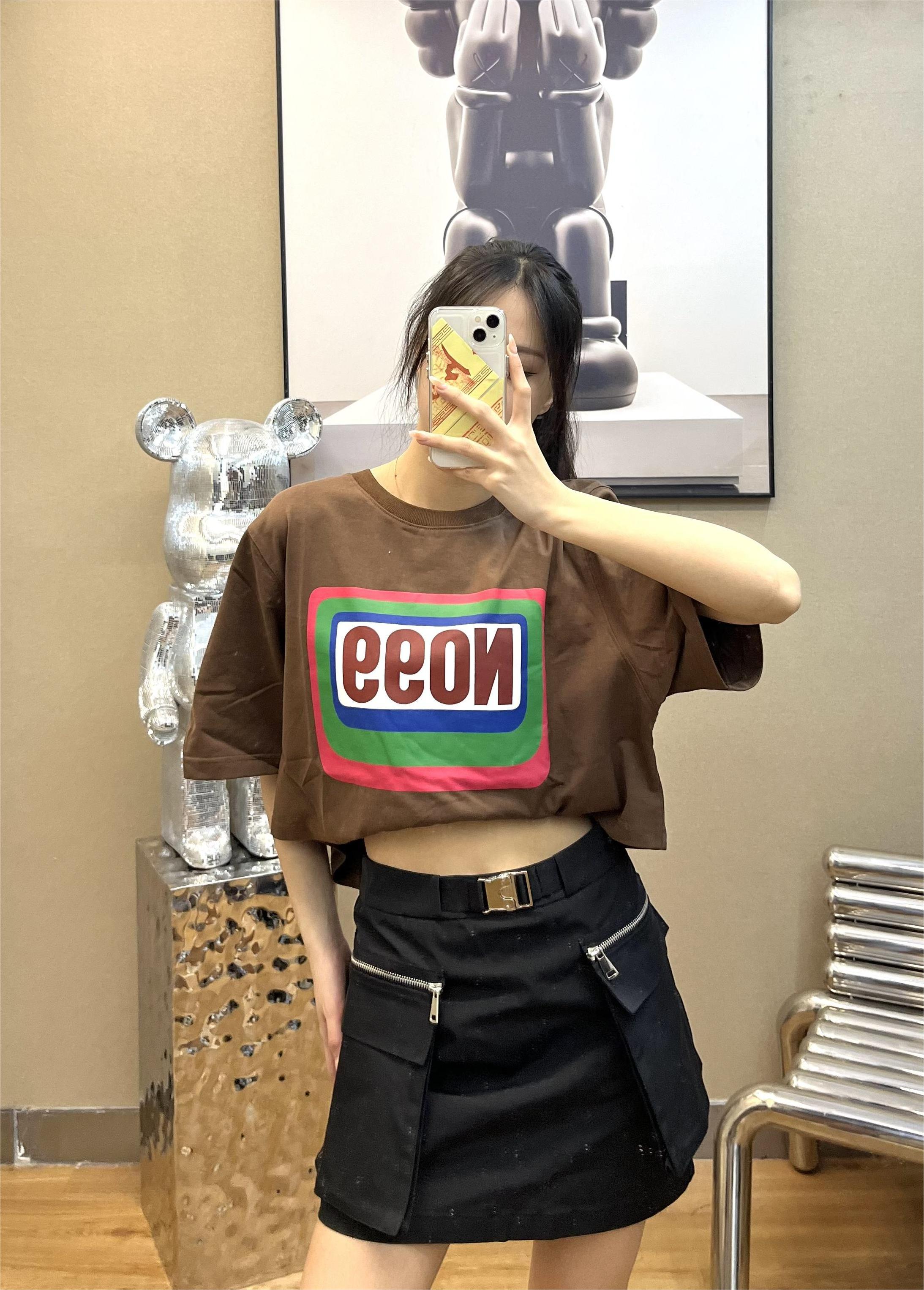 短袖通勤印花拼接字母中长款T恤宽松韩版百搭牛仔