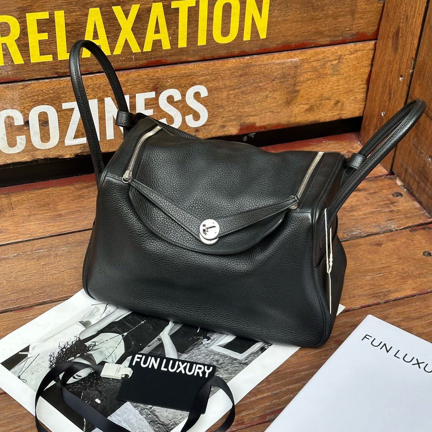 95新 Hermes/爱马仕 95新 框R刻 lindy34黑银Tc皮包5986