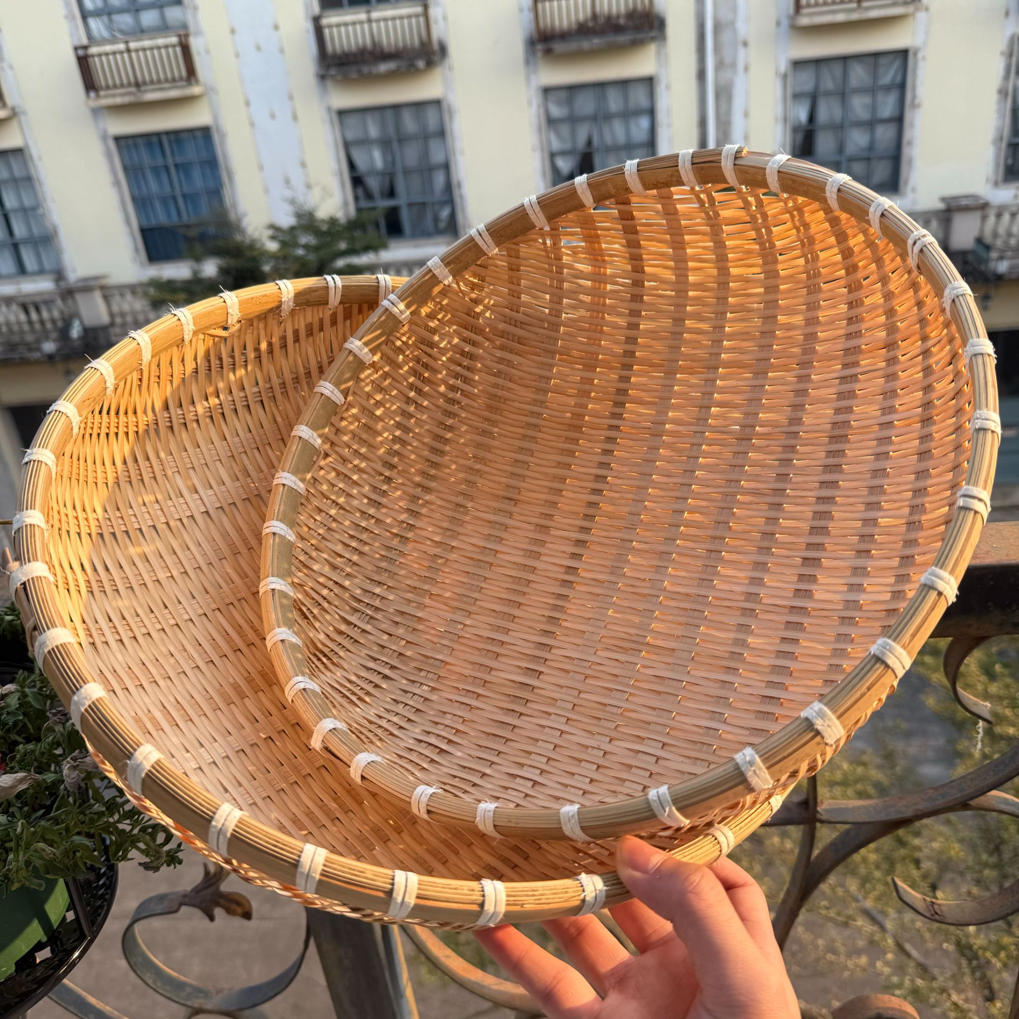 L91竹编（两个）加大号馒头框收纳筐36/33