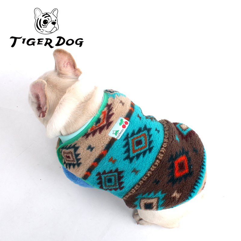 Tigerdog冬款两脚毛绒加厚马甲法斗巴哥宠物狗衣服保暖中小型犬