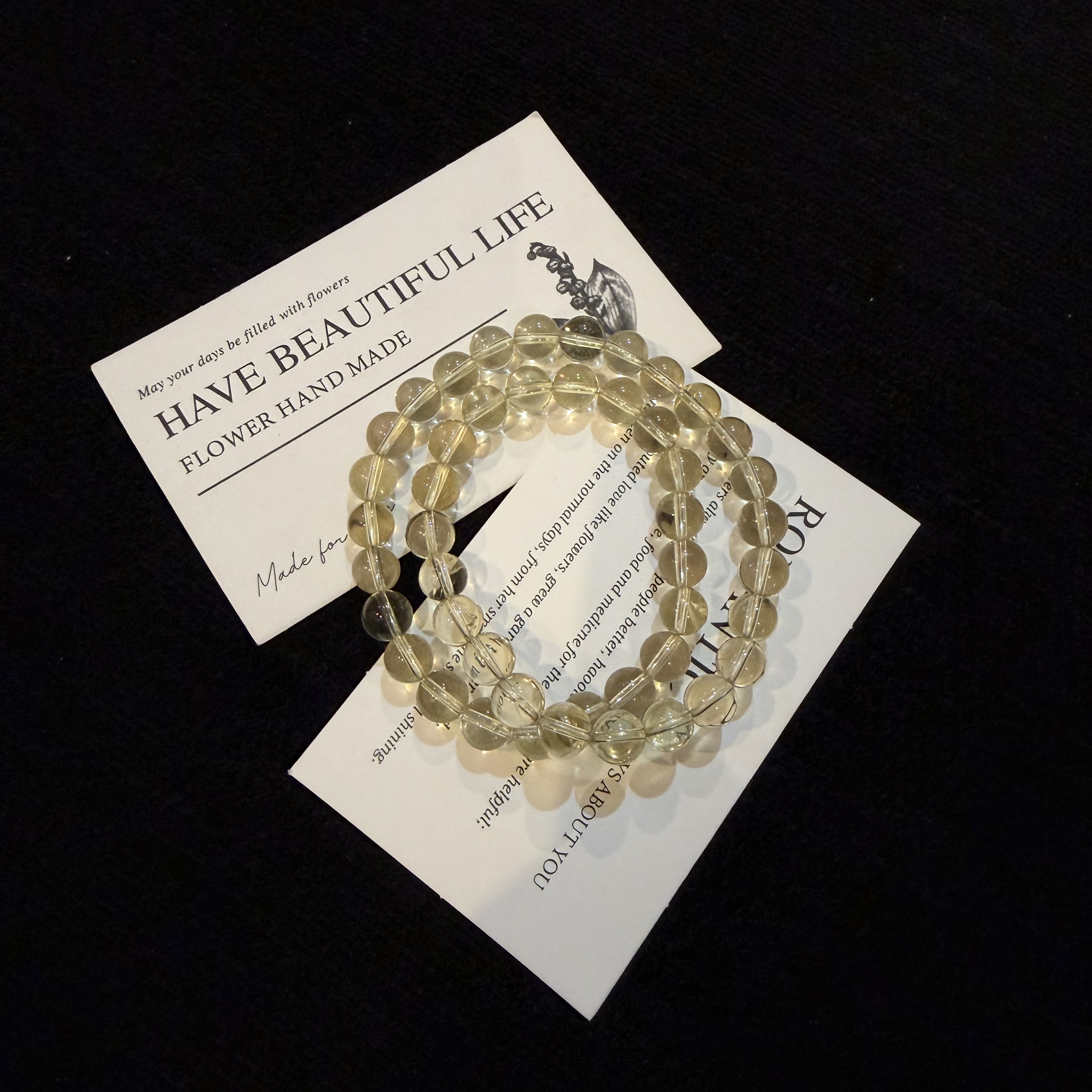 「YIMIMI满财」天然水晶 8mm黄水晶双圈手链x3551 多样性发货