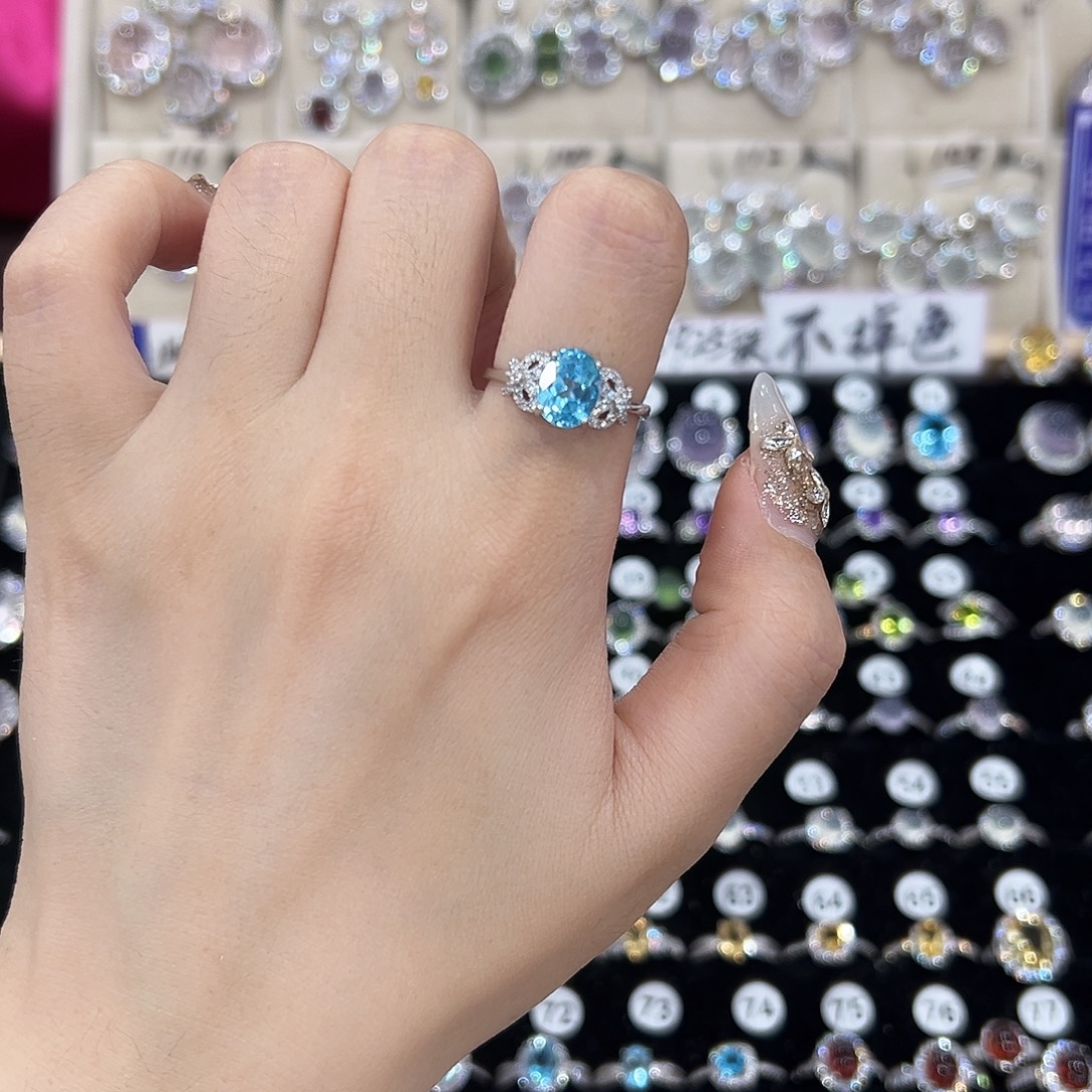 S***h托帕石银S925镶嵌戒指