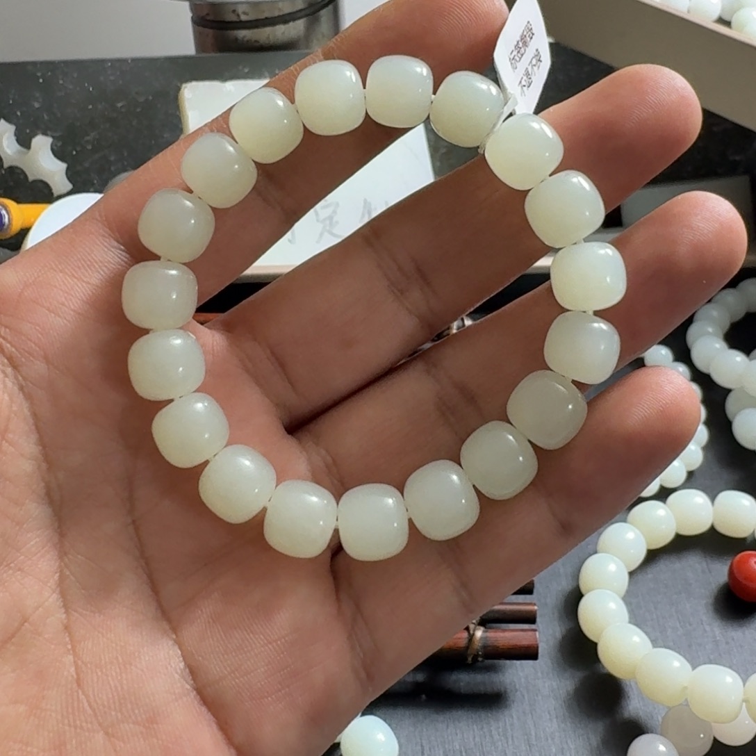 a***盛和田玉未镶嵌手链卡10/11老型珠