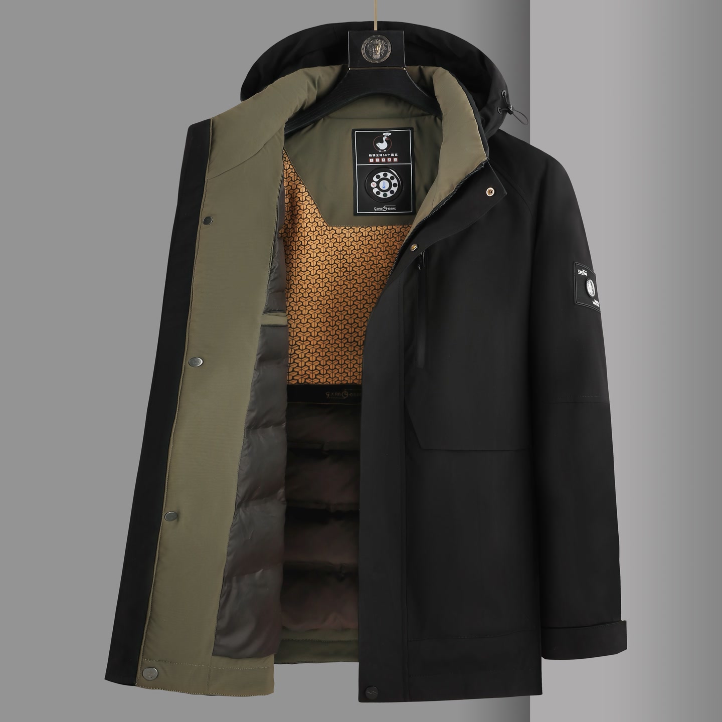 YR69888专柜热销男士高端休闲户外冲锋滑雪加厚保暖新科技羽绒服