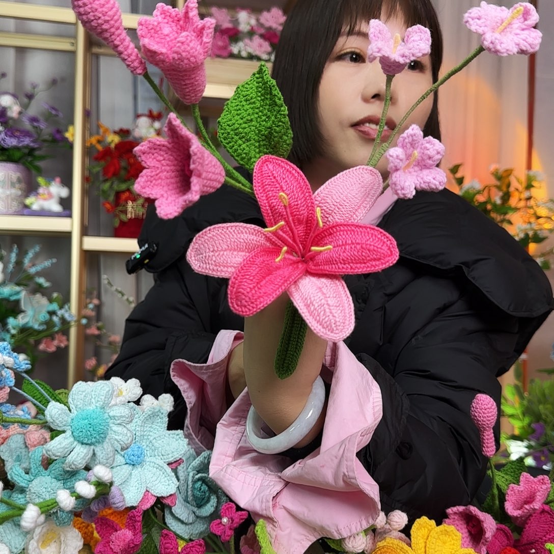 纯手工钩织手工制作丝线百合