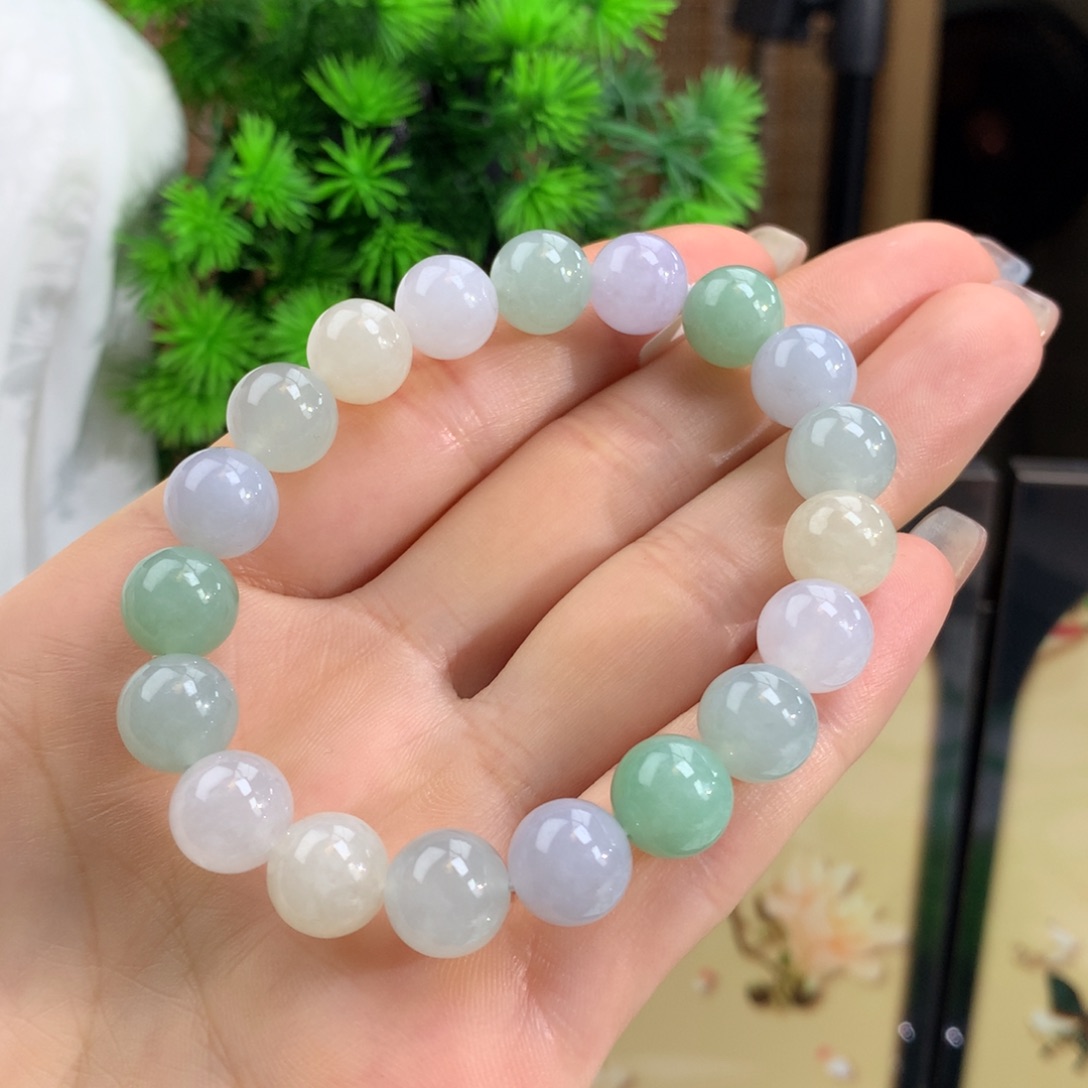 翡翠手链未镶嵌冰胶马卡龙手链卡10m m