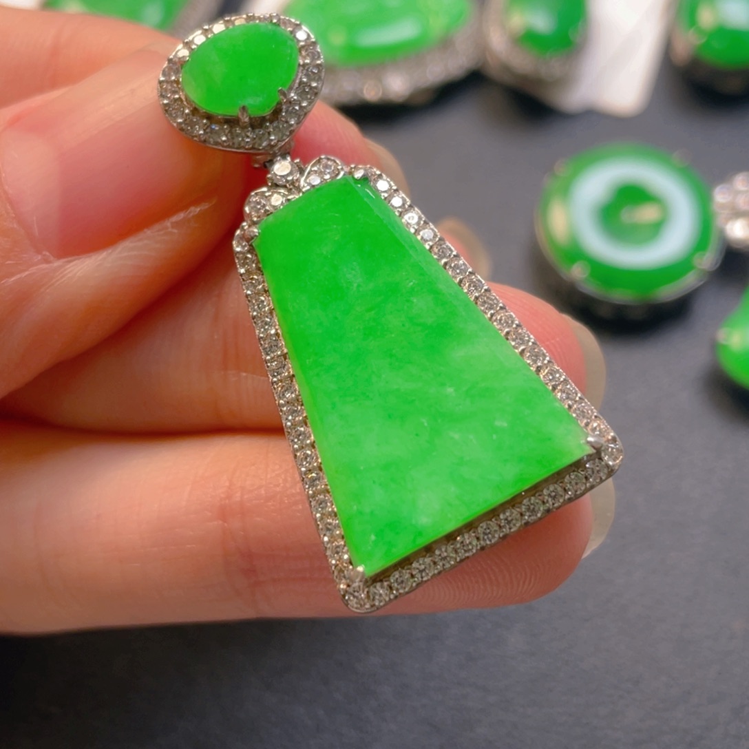 翡翠银S925镶嵌吊坠(不含链)