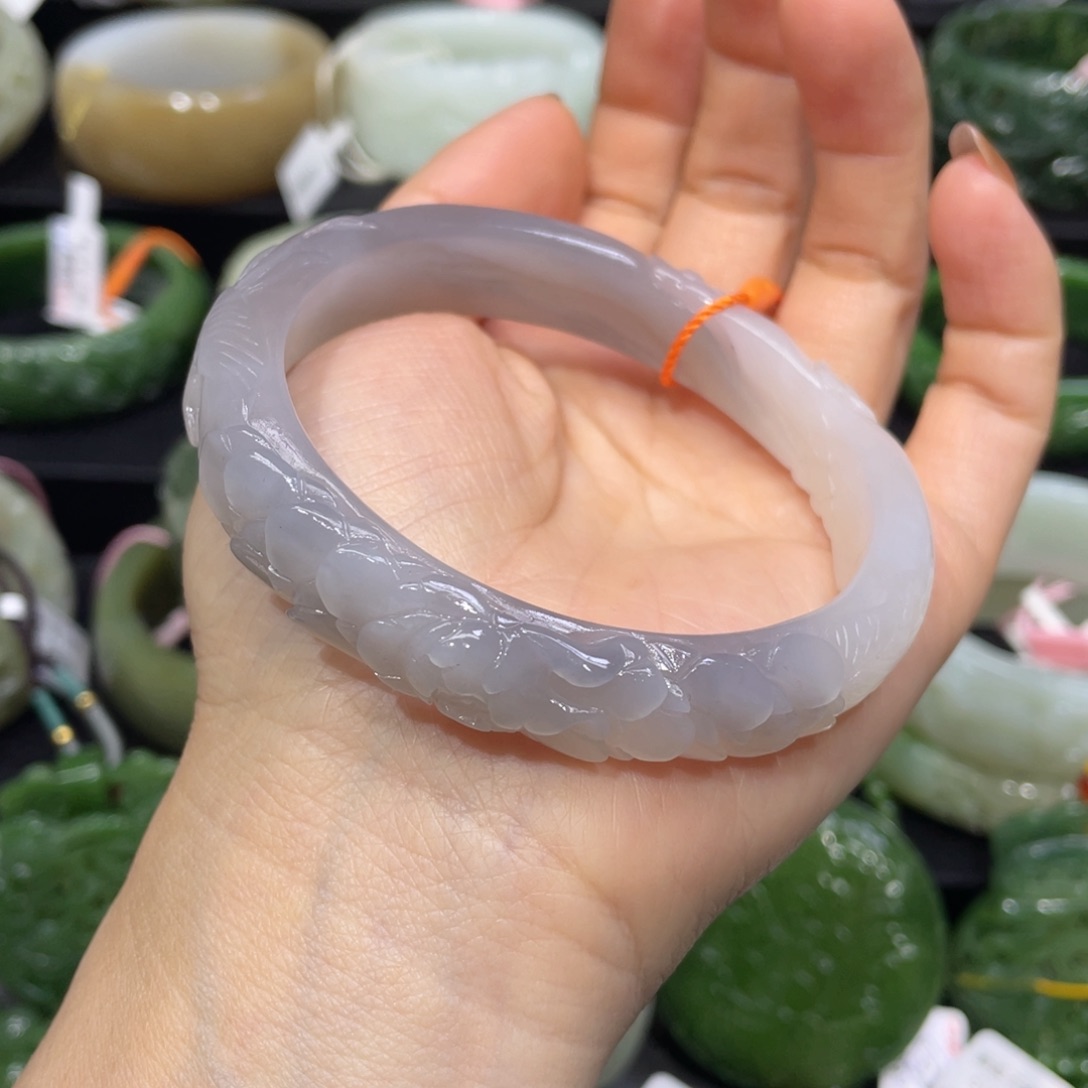 和田玉未镶嵌手镯60+圈口 编号80冰***❤