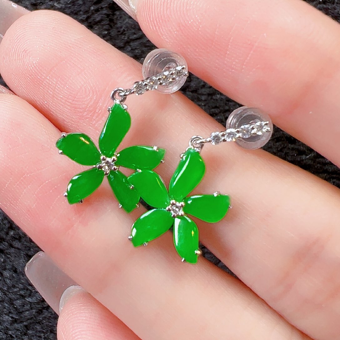 翡翠18K金镶嵌耳饰【福利款】签收后24小时鉴赏期