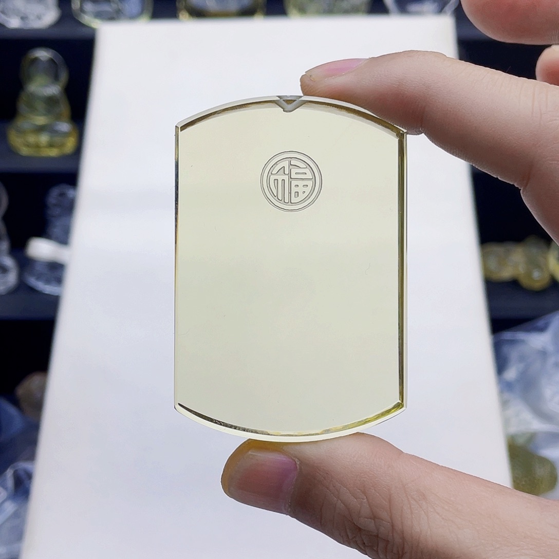 水晶颈饰未镶嵌黄水晶福字平安牌吊坠