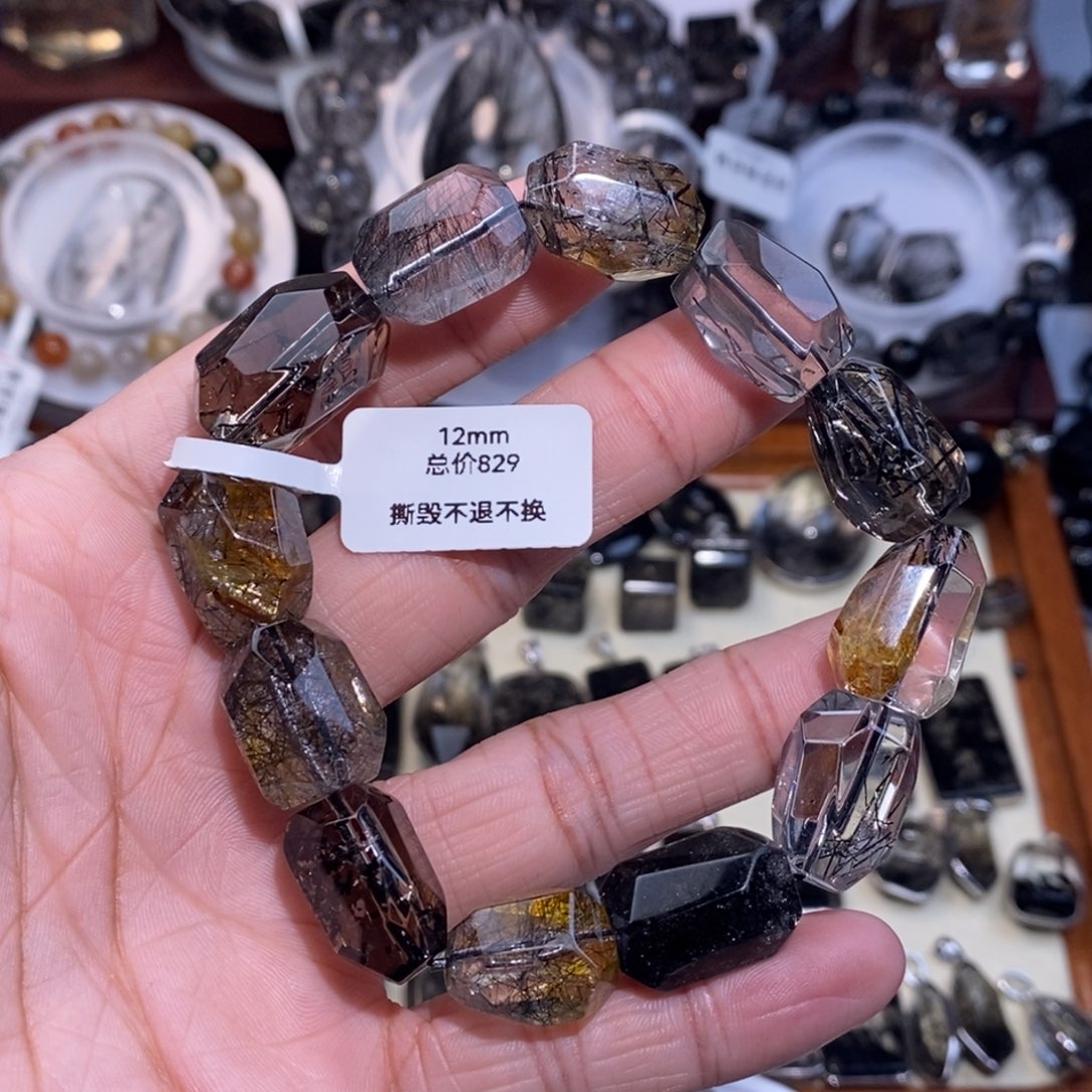 手链水晶未镶嵌黑金超随型设计款12mm全透体
