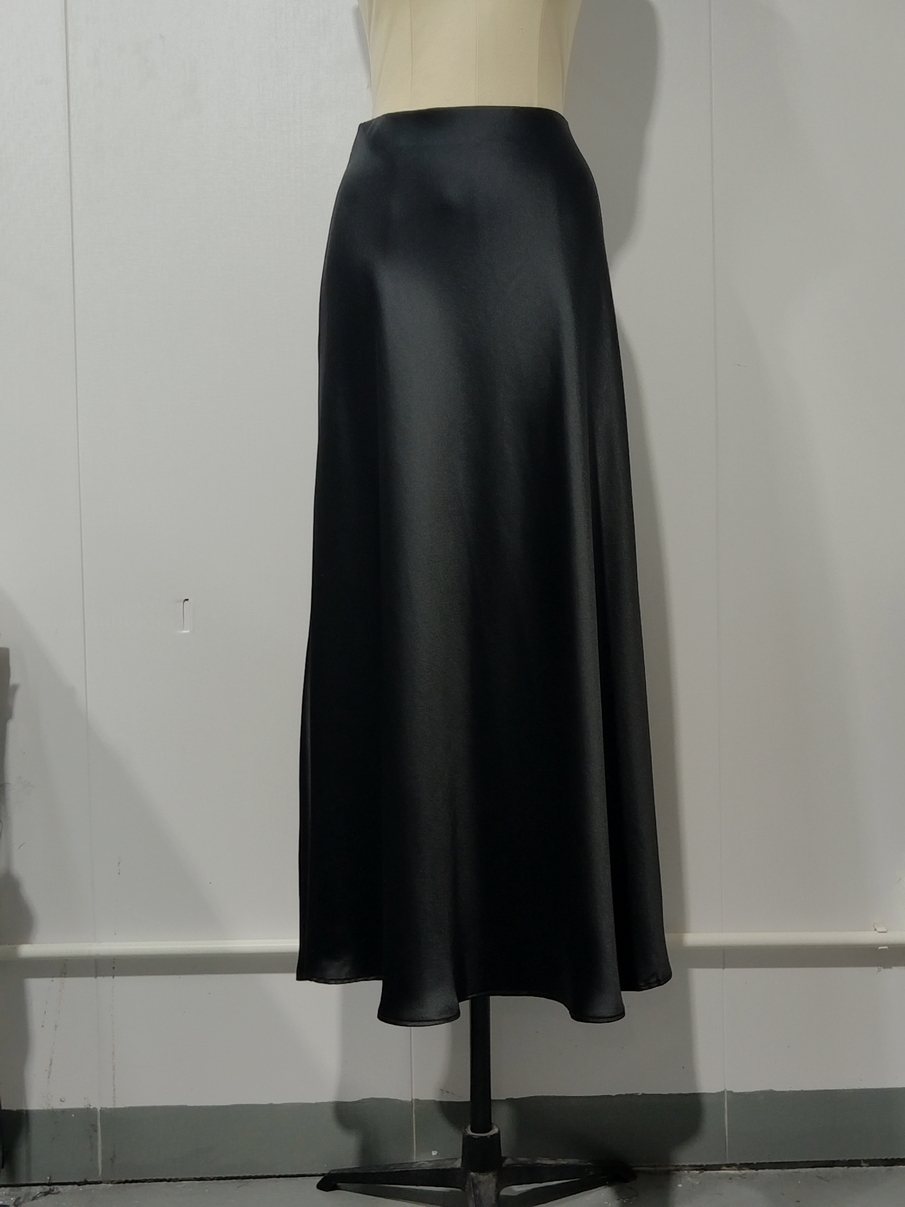 醋酸斜裁长裙（专柜布料）气质女士春夏纯色大摆时尚