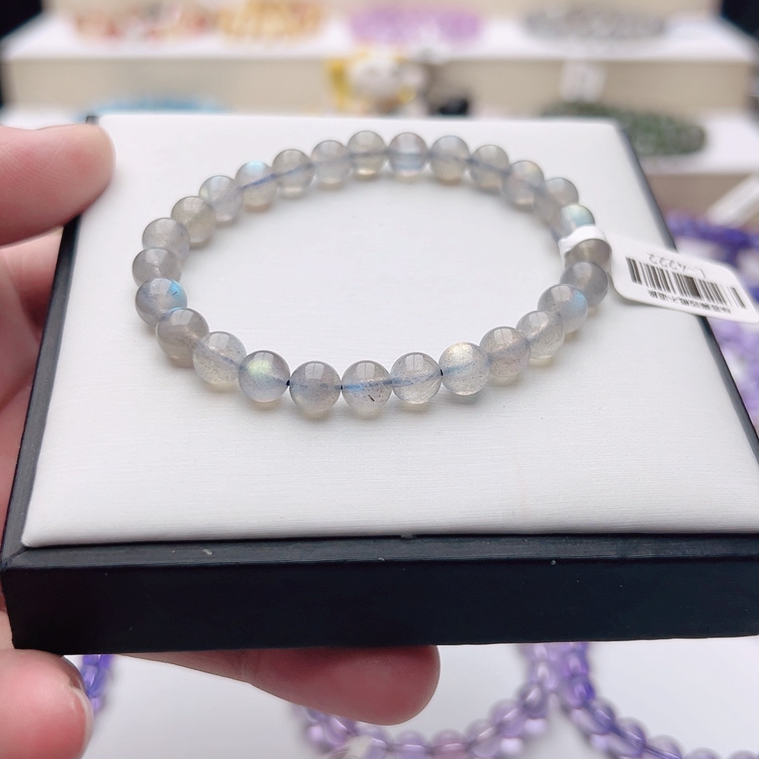 水晶手链未镶嵌灰月光单圈6m m