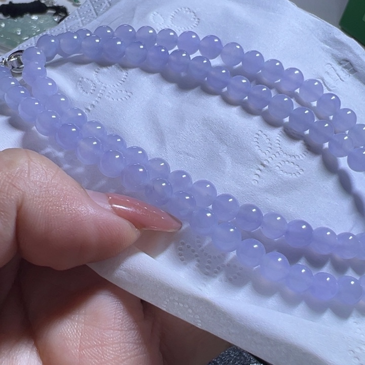 翡翠未镶嵌毛衣链仙女粉串