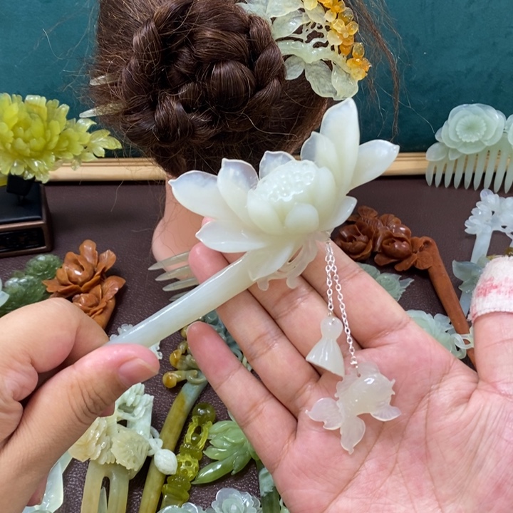 蛇纹石玉发饰未镶嵌