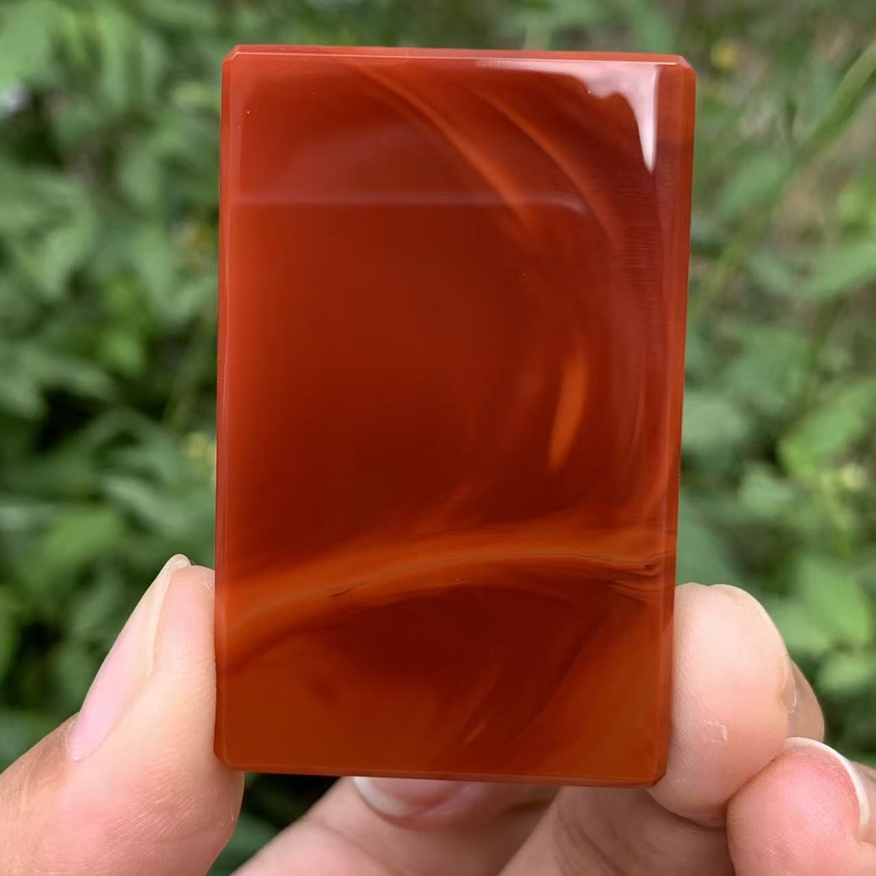 传承全品级 南红瓦西牛血红双色无事牌吊坠 颜色润 50.5*32.2*9.8