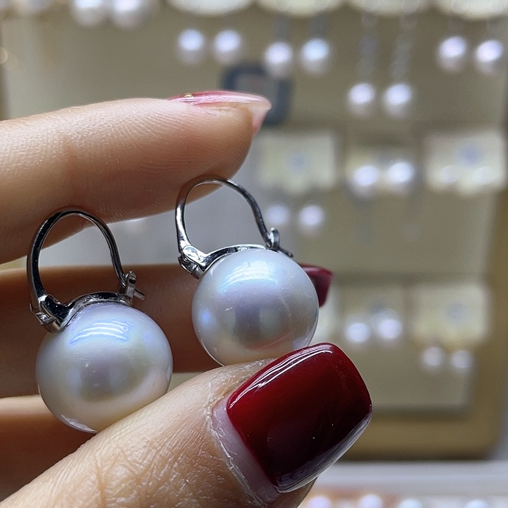 淡水珍珠耳饰银S925镶嵌