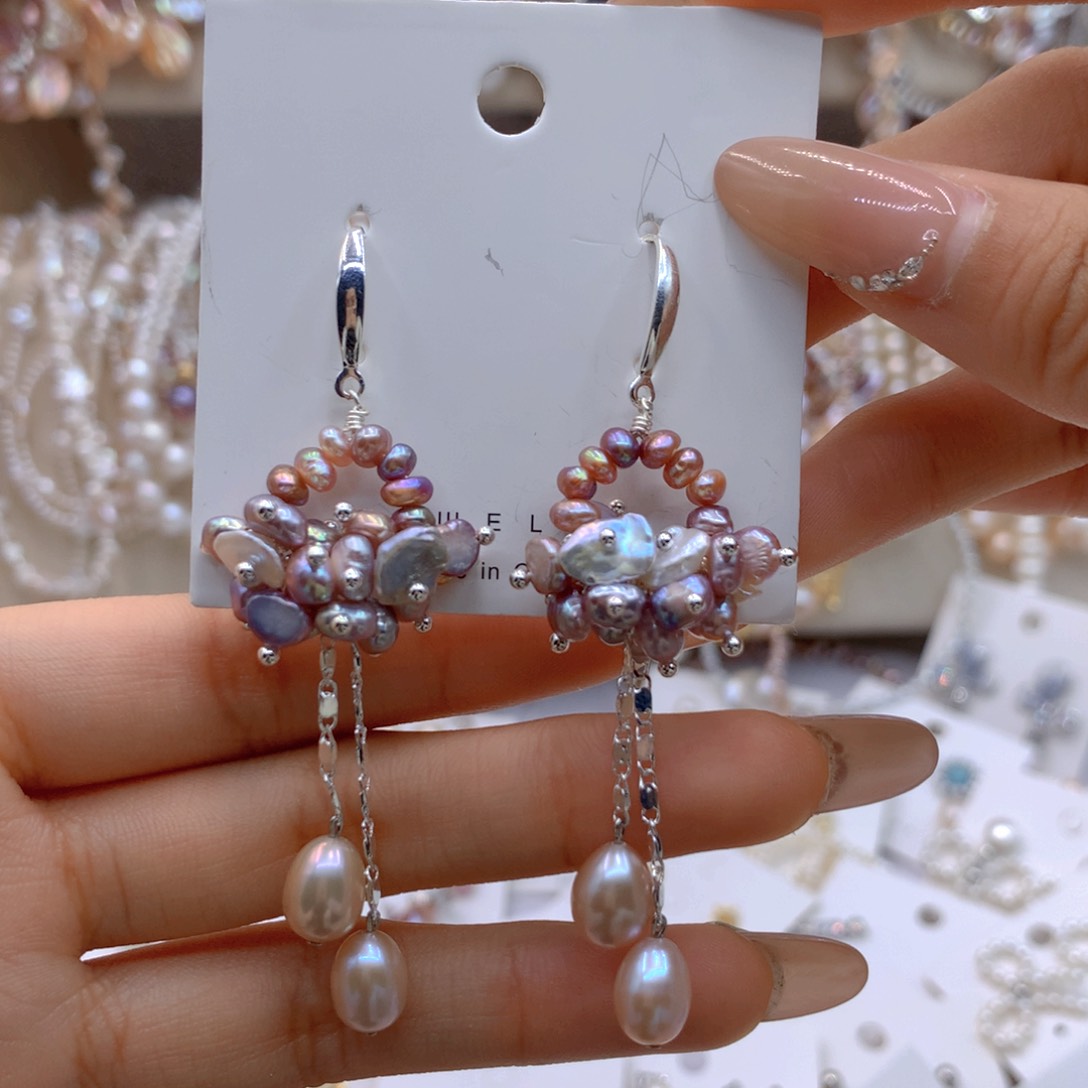 淡水珍珠耳饰银S925镶嵌