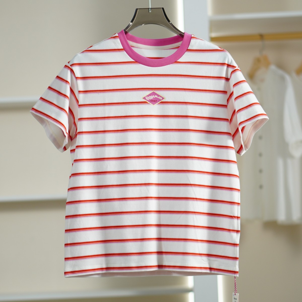 一路童行 娃ha系列 A677-1童装夏糖果撞色条纹T恤323204B09043